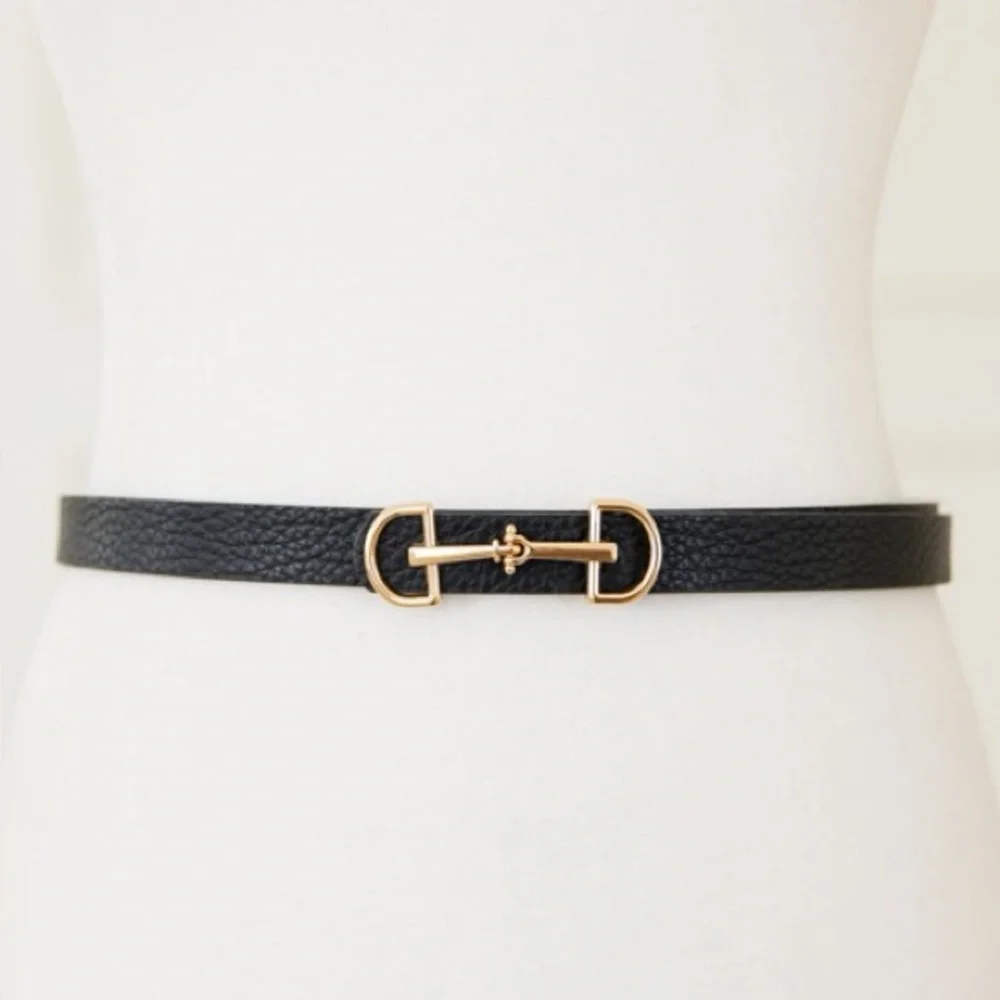 Slim Horsebit Belt, Black - Picture 3 of 4